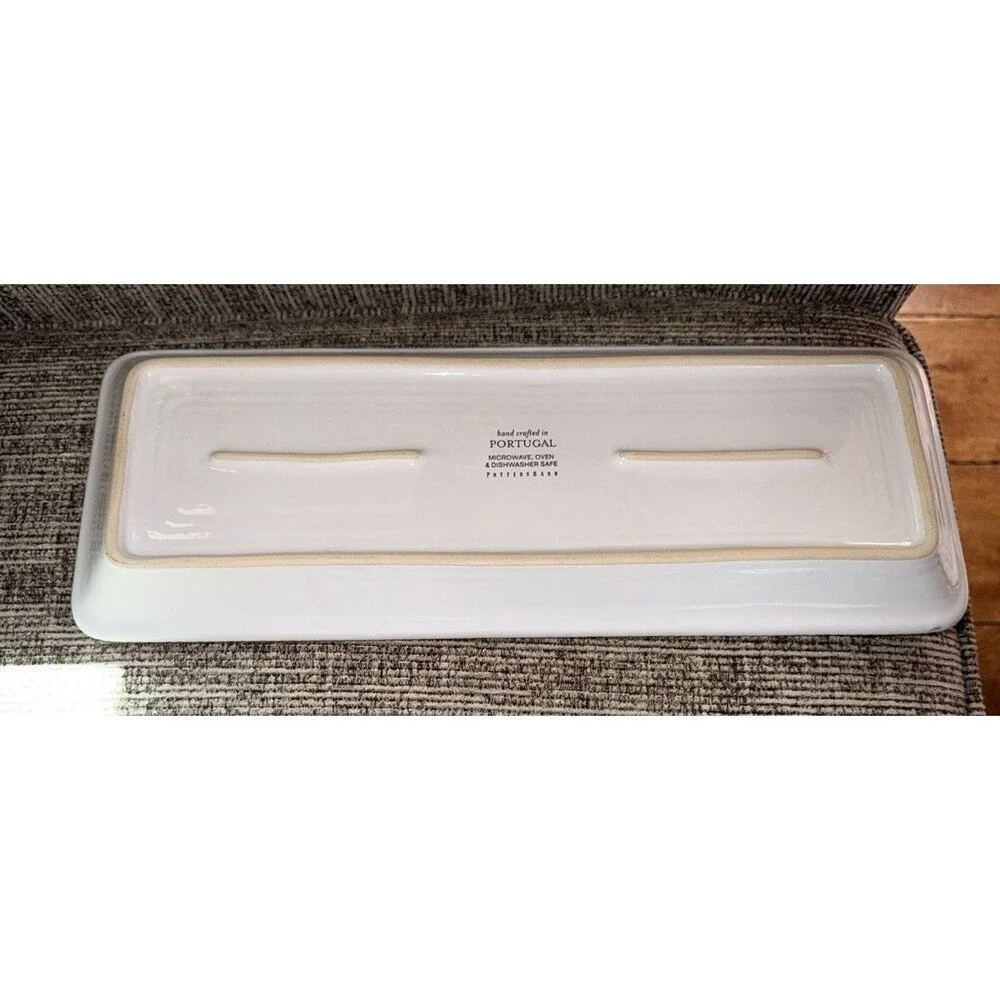 Pottery Barn Gabriella Stoneware Rectangle Serving Platter  White 15